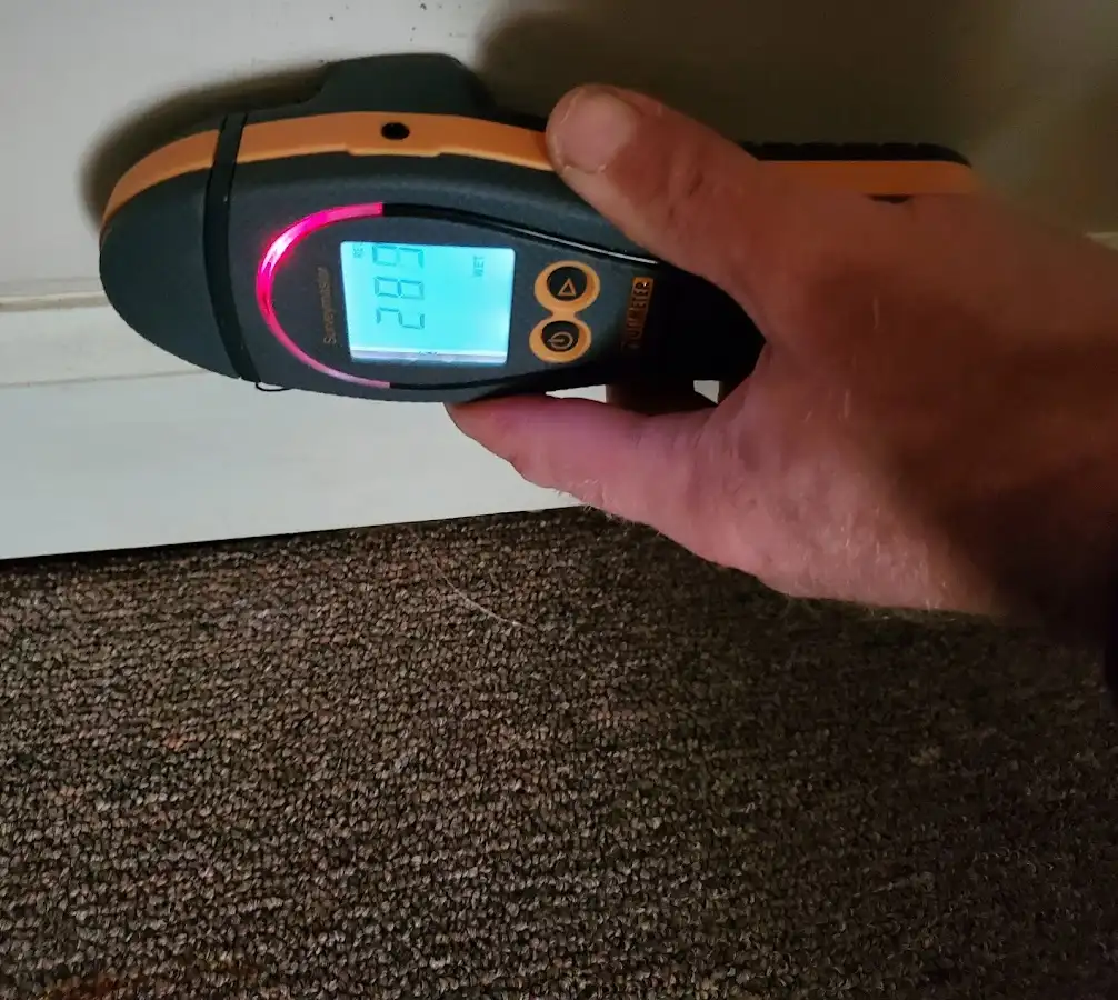 Moisture detection at baseboard during Burst Pipe Cleanup in Los Altos Hills